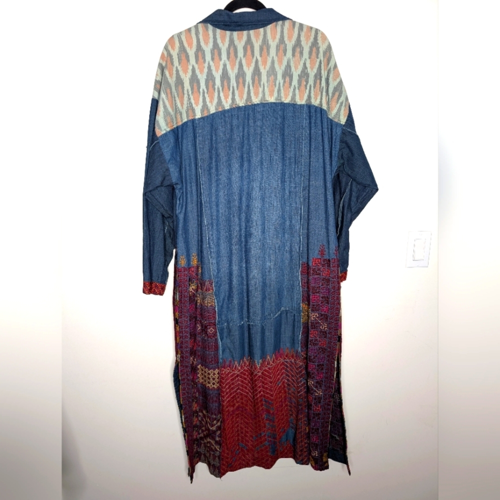 Free People Multicolor Patchwork Trench Coat - image 7